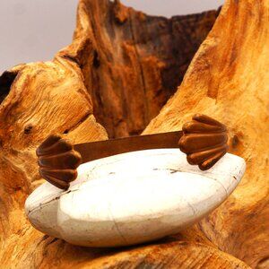 Vintage Scalloped Copper Ribbed Cuff Bracelet Signed KIM